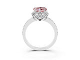 White gold Heart Cut Diamond Solitaire Ring with Shared Prong Pavé Band_3
