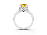 White gold Heart Cut Diamond Solitaire Ring with Shared Prong Pavé Band_3