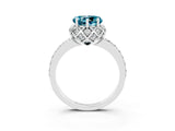 White gold Heart Cut Diamond Solitaire Ring with Shared Prong Pavé Band_3
