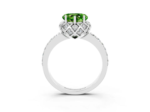 White gold Heart Cut Diamond Solitaire Ring with Shared Prong Pavé Band_3