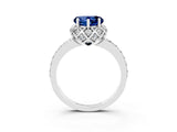 White gold Heart Cut Diamond Solitaire Ring with Shared Prong Pavé Band_3
