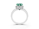 White gold Heart Cut Diamond Solitaire Ring with Shared Prong Pavé Band_3