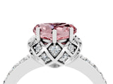 White gold Heart Cut Diamond Solitaire Ring with Shared Prong Pavé Band_4