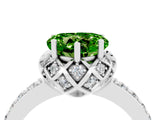 White gold Heart Cut Diamond Solitaire Ring with Shared Prong Pavé Band_4