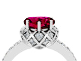 White gold Heart Cut Diamond Solitaire Ring with Shared Prong Pavé Band_4