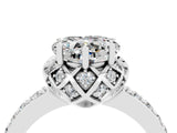 White gold Heart Cut Diamond Solitaire Ring with Shared Prong Pavé Band_4