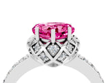White gold Heart Cut Diamond Solitaire Ring with Shared Prong Pavé Band_4
