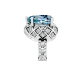 White gold Heart Cut Diamond Solitaire Ring with Shared Prong Pavé Band_5