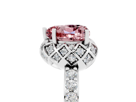White gold Heart Cut Diamond Solitaire Ring with Shared Prong Pavé Band_5