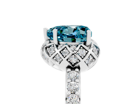 White gold Heart Cut Diamond Solitaire Ring with Shared Prong Pavé Band_5