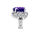White gold Heart Cut Diamond Solitaire Ring with Shared Prong Pavé Band_5