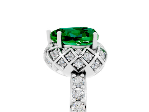 White gold Heart Cut Diamond Solitaire Ring with Shared Prong Pavé Band_5