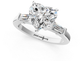 White gold Heart Cut Diamond Solitaire Ring with Tapered Baguette Accents and Four-Prong Setting_81