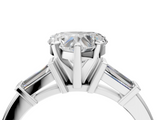White gold Heart Cut Diamond Solitaire Ring with Tapered Baguette Accents and Four-Prong Setting_84