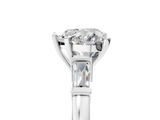 White gold Heart Cut Diamond Solitaire Ring with Tapered Baguette Accents and Four-Prong Setting_85