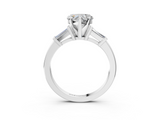 White gold Heart Cut Diamond Solitaire Ring with Tapered Baguette Accents and Four-Prong Setting_85
