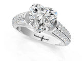White gold Heart Cut Diamond Solitaire Ring with Three-Row Pavé Band and Four-Prong Setting_46