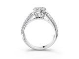 White gold Heart Cut Diamond Solitaire Ring with Three-Row Pavé Band and Four-Prong Setting_48