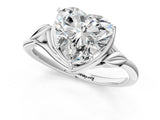 White gold Heart Cut Diamond Solitaire Ring with Twist Band and Four-Prong Setting_118
