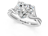 White gold Heart Cut Diamond Solitaire Twist Band Prong Setting Ring_80