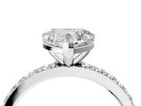 White gold Heart Cut Diamond Solitaire with Pave Band and Four-Prong Setting 4
