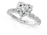 White gold Heart Cut Diamond Solitaire with Side Stones, Pave Band, Four-Prong Setting_500