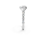 White gold Heart Cut Diamond Solitaire with Side Stones, Pave Band, Four-Prong Setting_501