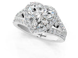 White gold Heart Cut Diamond Split Shank Halo Ring with Four-Prong Setting_69