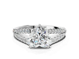 White gold Heart Cut Diamond Split Shank Pavé Engagement Ring with Four-Prong Setting_91