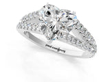 White gold Heart Cut Diamond Split Shank Pavé Engagement Ring with Four-Prong Setting_92