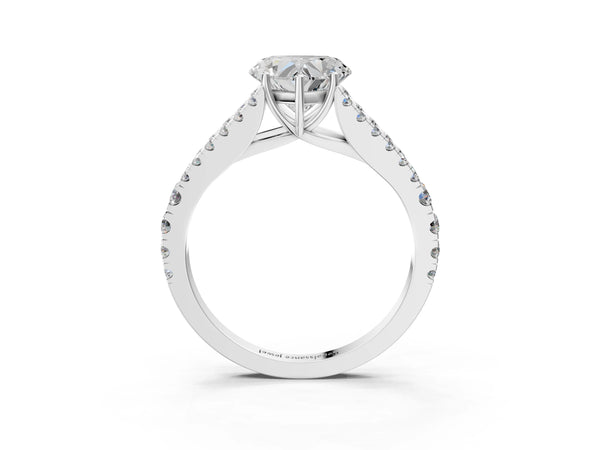 White Gold Heart-Shaped Solitaire Engagement Ring Setting with Graduated Pave Split Shank
