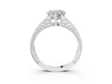 White gold Heart Cut Diamond Split Shank Ring with Pavé Band and Four-Prong Setting_52