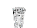 White gold Heart Cut Diamond Split Shank Ring with Pavé Band and Four-Prong Setting_54