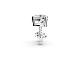 Silver 0.51 Carat E-F VVS-VS Heart Diamond Stud Earrings