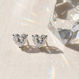 Silver 0.51 Carat E-F VVS-VS Heart Diamond Stud Earrings