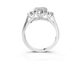 White gold Heart Cut Diamond Three-Stone Engagement Ring with Prong Setting and Pavé Band_10