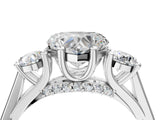 White gold Heart Cut Diamond Three-Stone Engagement Ring with Prong Setting and Pavé Band_11