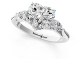 White gold Heart Cut Diamond Three-Stone Ring with Pear Side Stones and Four-Prong Setting_89