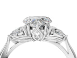 White gold Heart Cut Diamond Three-Stone Ring with Pear Side Stones and Four-Prong Setting_92
