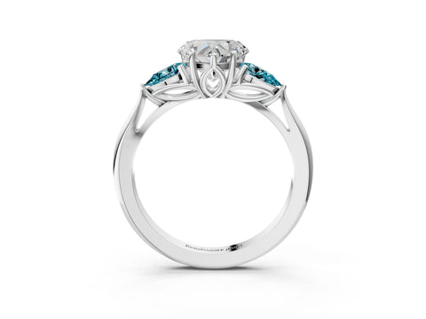 White gold Heart Cut Diamond Three-Stone Ring with Pear with Blue Topaz side stone Side Stones and Prong Setting_39