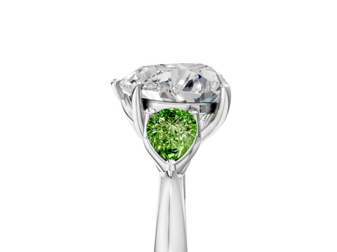 White gold Heart Cut Diamond Three-Stone Ring with Pear with Peridot side stone Side Stones and Prong Setting_17