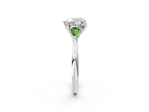 White gold Heart Cut Diamond Three-Stone Ring with Pear with Peridot side stone Side Stones and Prong Setting_38