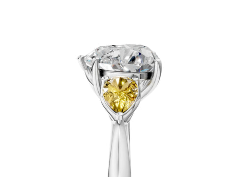 White gold Heart Cut Diamond Three-Stone Ring with Pear with Yellow Sapphire side stone Side Stones and Prong Setting_41