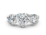 White gold Heart Cut Diamond Three-Stone Ring with Prong Setting and Classic Band_136