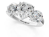 White gold Heart Cut Diamond Three-Stone Ring with Prong Setting and Classic Band_137