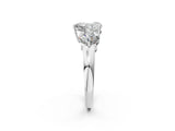 White gold Heart Cut Diamond Three-Stone Ring with Prong Setting and Classic Band_138