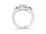 White gold Heart Cut Diamond Three-Stone Ring with Prong Setting and Classic Band_139