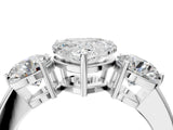 White gold Heart Cut Diamond Three-Stone Ring with Prong Setting and Classic Band_140