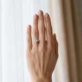 White gold Heart Cut Diamond Three-Stone Ring with Round Side Stones and Pavé Band_12