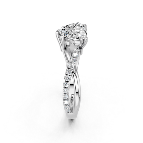 White gold Heart Cut Diamond Twist Band Solitaire with Prong Setting_28